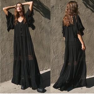 New Free People Dream On Maxi Dress Black S